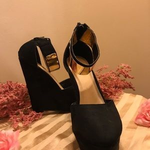 5” Platform Shoes with Gold Ankle Strap